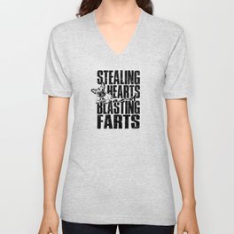 Stealing hearts and blasting farts - doggy V Neck T Shirt