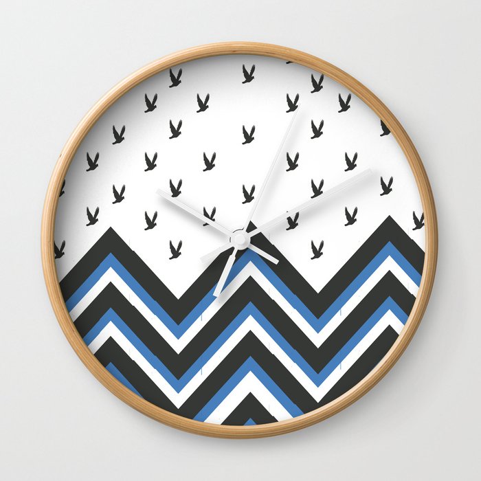 Birds and Chevrons Wall Clock