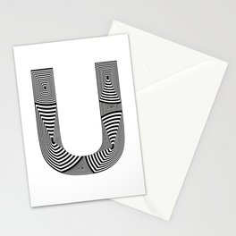 capital letter U in black and white, with lines creating volume effect Stationery Card
