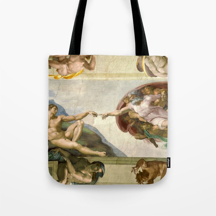 Michelangelo Buonarroti "Creation of Adam" (1) Tote Bag