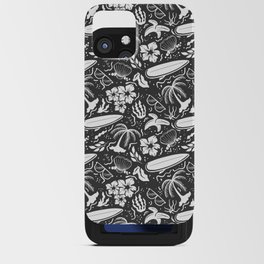 Dark Grey and White Surfing Summer Beach Objects Seamless Pattern iPhone Card Case