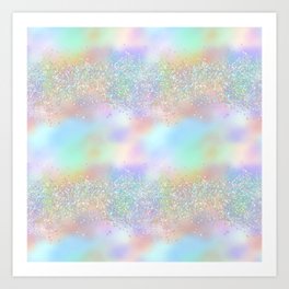 Pretty Rainbow Holographic Glitter Art Print