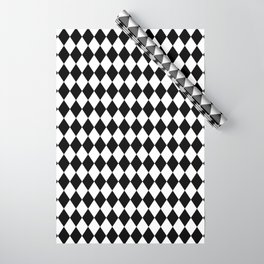 Classic Black and White Harlequin Diamond Check Wrapping Paper