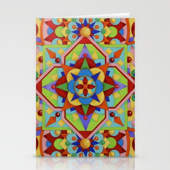 Chartres Mandala - yellow ground Stationery Cards