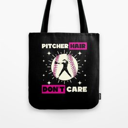 Pitcher Hair Don't Care Softball Girl Tote Bag