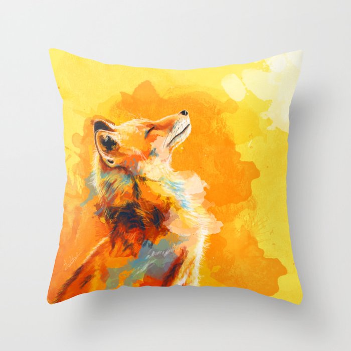 Blissful Light - Fox portrait Throw Pillow