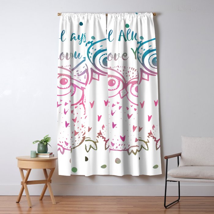 Owl Always Love You Pink And Blue Blackout Curtain By