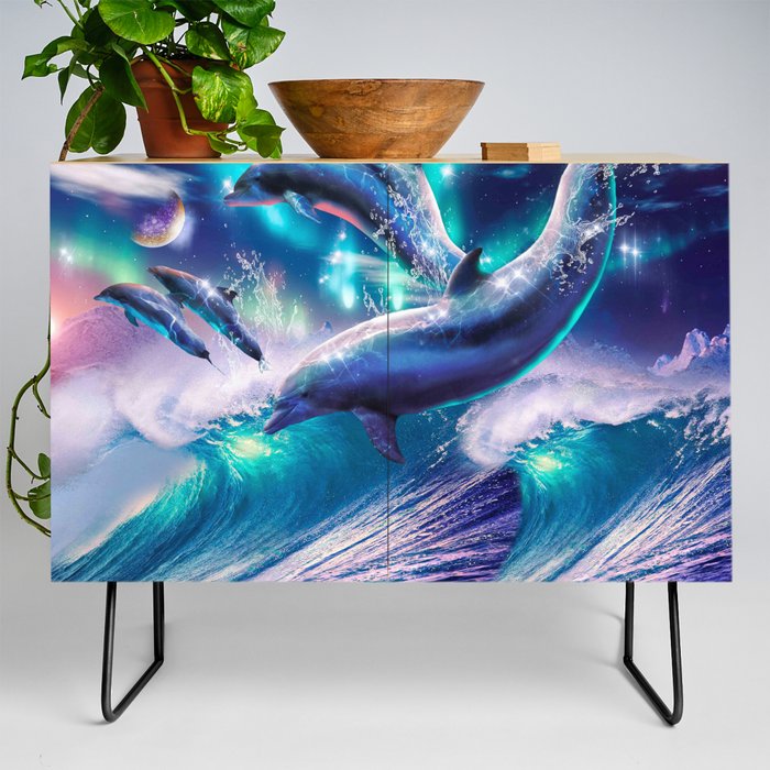 Galaxy Dolphin Dolphins In Space Jumping Credenza
