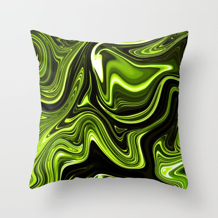 Glowing Lime Green Marble Throw Pillow