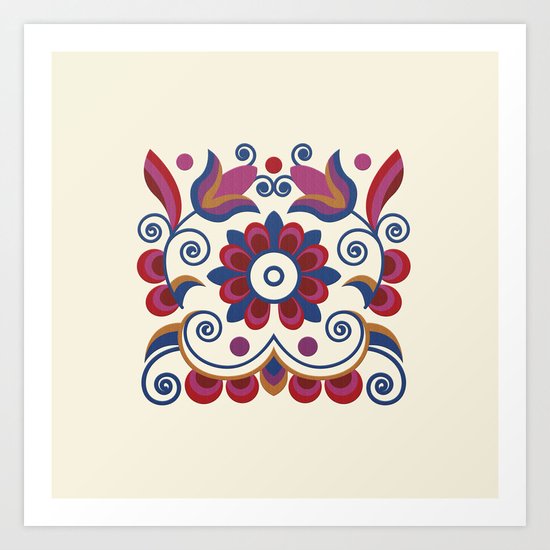 Grace Embroidered Flowers II Art Print