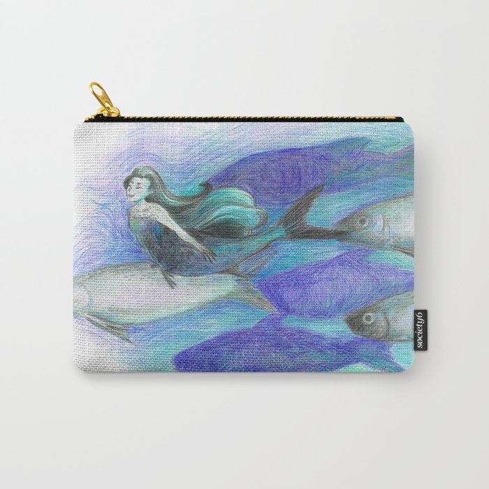 Whitefish Mermaid Illustration Carry-All Pouch