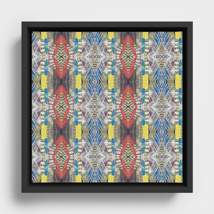 Feathers in a Tiled Repeating Pattern Framed Canvas