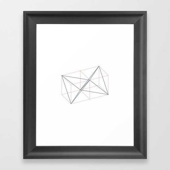#346 Two tetrahedrons in adjacent cubes – Geometry Daily Framed Art Print