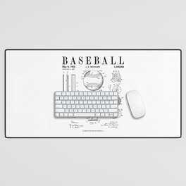 Baseball Bat And Ball Old Vintage Patent Drawing Print Desk Mat