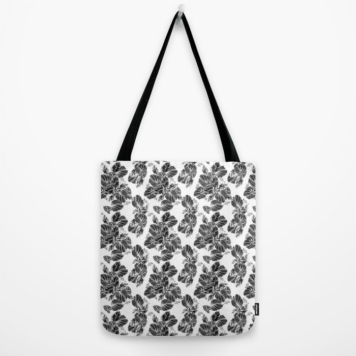 Black and white floral pattern Tote Bag by fuzzyfox85 | Society6