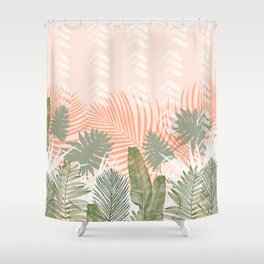 Abstract tropical plants pastel Shower Curtain