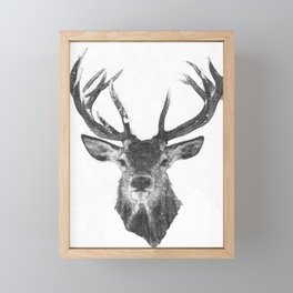Elk Antler Black and White Sketch Framed Mini Art Print