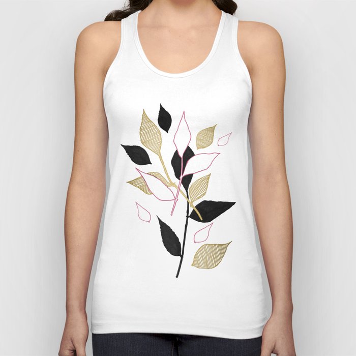 Green, Gold, and a touch of Pink Foliage Tank Top