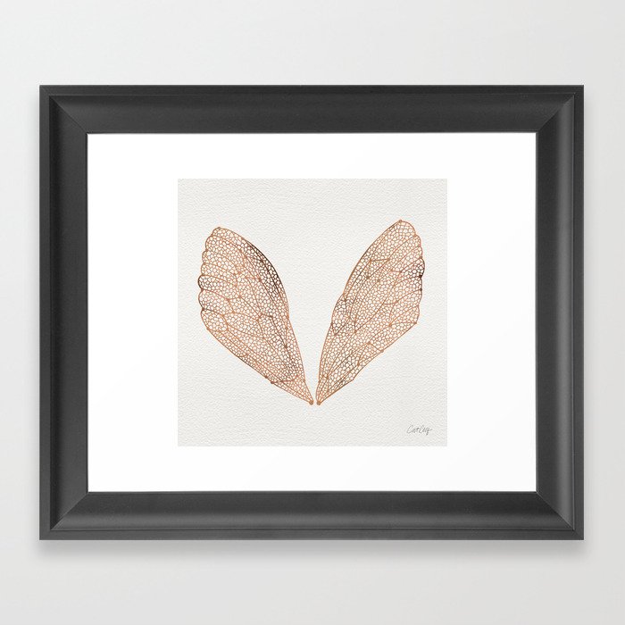 Cicada Wings in Rose Gold Framed Art Print