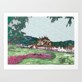 View of Chaing Mai Temple  Art Print