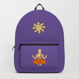 Spiritual peace, unfuck the world ;) Backpack | Calm, Monk, Illustration, Finger, Drawing, Selfesteem, Energy, Meditation, Mystic, Orange 