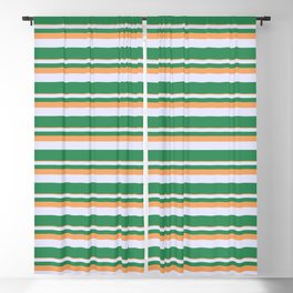 [ Thumbnail: Brown, Lavender, and Sea Green Colored Lines Pattern Blackout Curtain ]