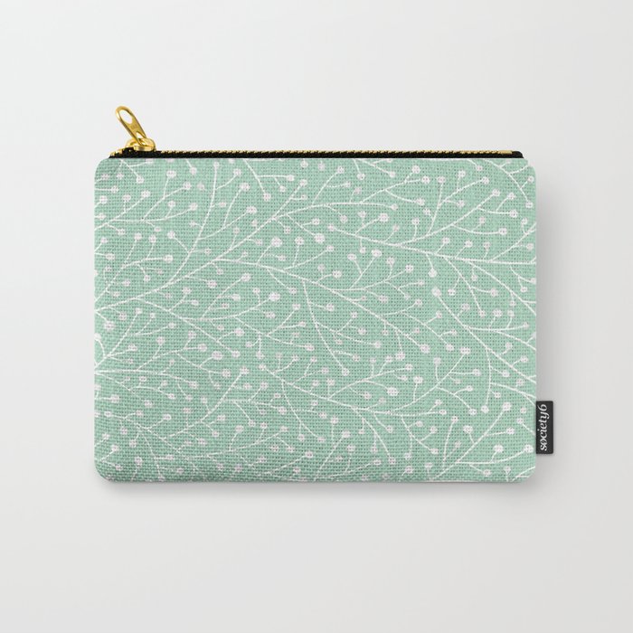 Mint Berry Branches Carry-All Pouch