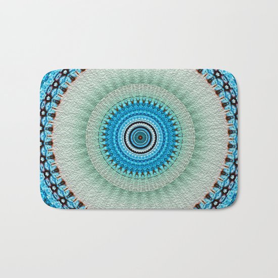 blue floral mandala Bath Mat