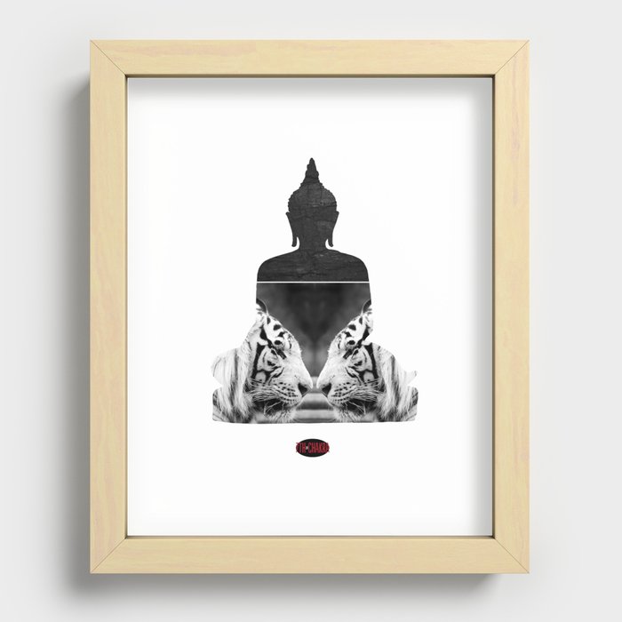 White Tiger Buddha Recessed Framed Print