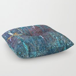 Abstract Cobalt Blue Rusty Metal Weathered Texture Floor Pillow