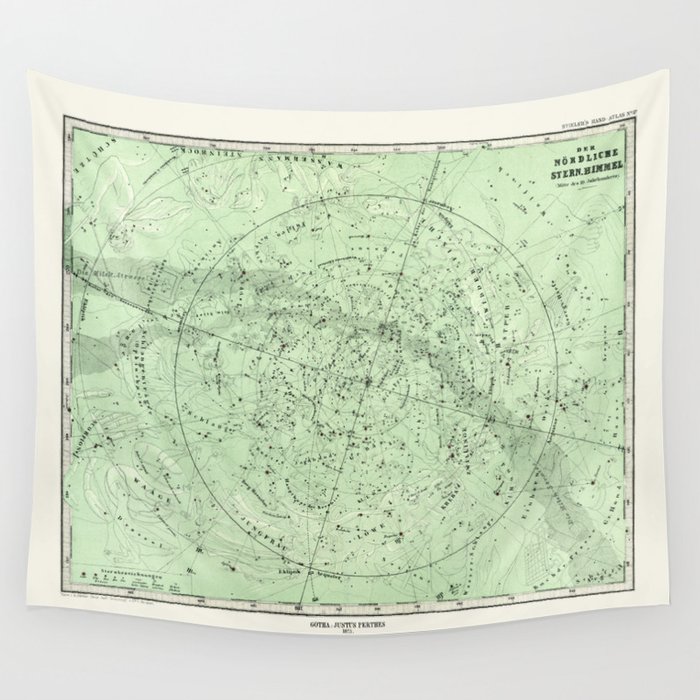 1872 Astrological Vintage Map of North Sky Star Chart Wall Tapestry
