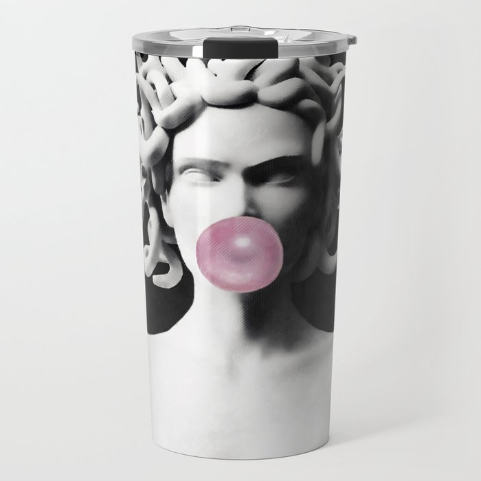 Medusa blowing pink bubblegum bubble Travel Mug