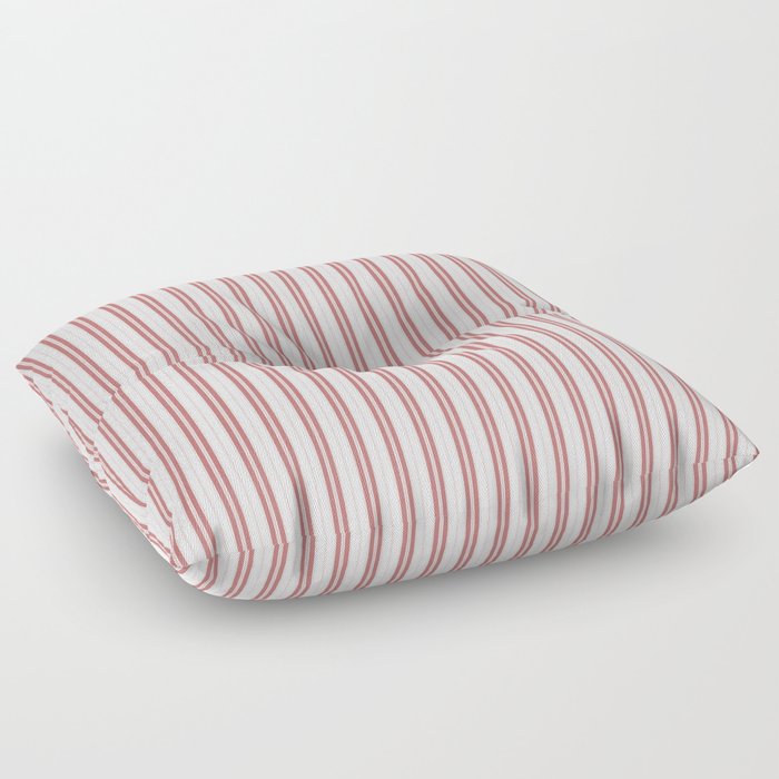 Wine Red and White Narrow Vintage Provincial French Chateau Ticking Stripe Floor Pillow