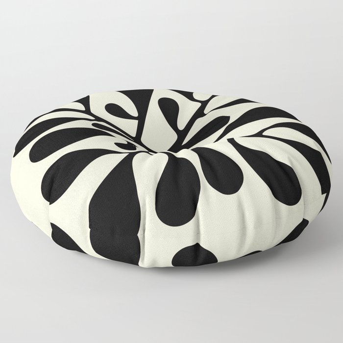 Matisse Inspired Abstract Cut Outs black Floor Pillow