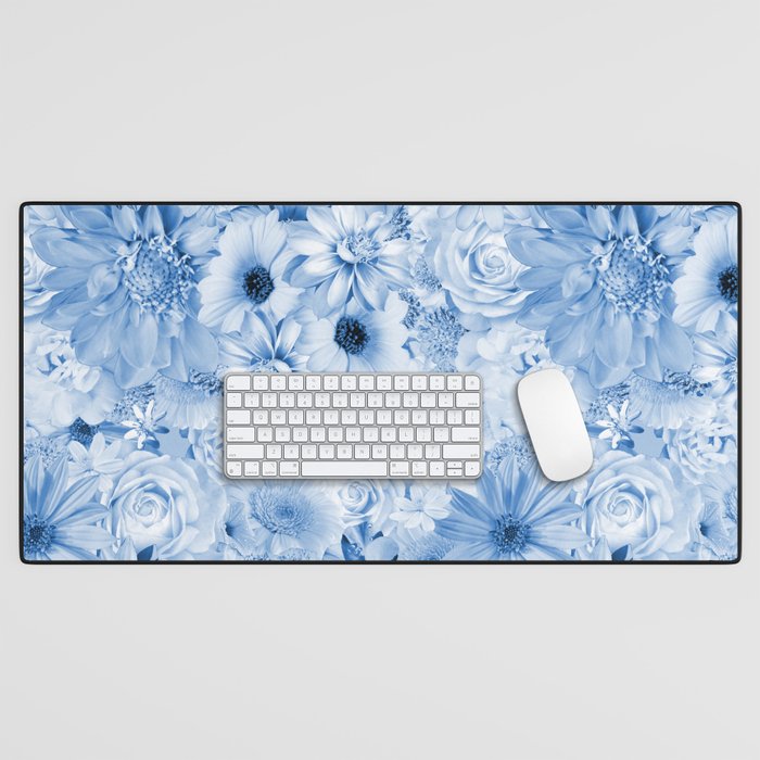 cerulean blue floral bouquet aesthetic array Desk Mat