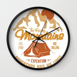 Vintage Retro Rocky Mountains Hiking Camping Gift Wall Clock
