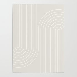 Minimal Line Curvature XI Natural Off White Mid Century Modern Arch Abstract Poster