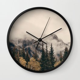 Banff national park foggy mountains and forest in Canada Wall Clock | Outdoor, Cloud, Alberta, Canada, Banff, Landscape, Misty, Drawing, Fog, Jasper 