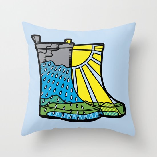Rainy Day Boots Throw Pillow