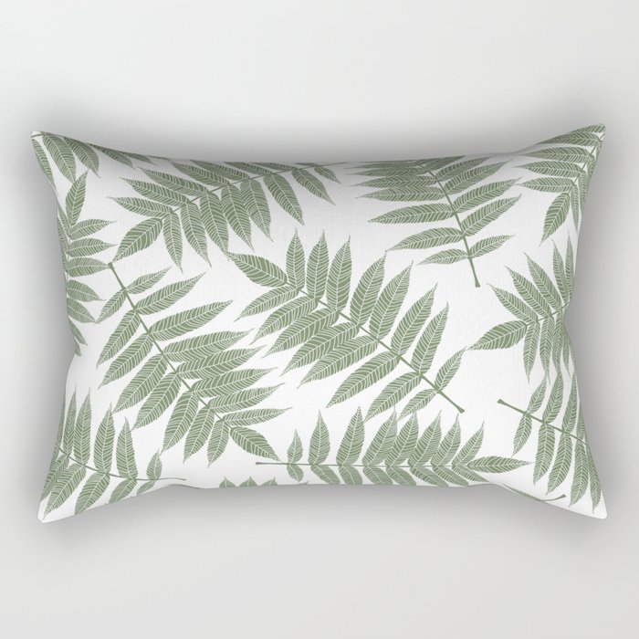 Hand painted forest green tropical leaves pattern Rectangular Pillow