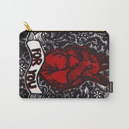 Love and Lace Carry-All Pouch | Blackandred, Valentine, Love, Heart, Vampire, Blockprint, Typography, Spooky, Graphicdesign, Floral 