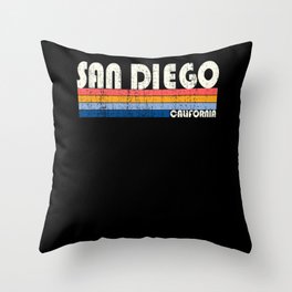 Retro Vintage 70s 80s Style San Diego, CA Throw Pillow
