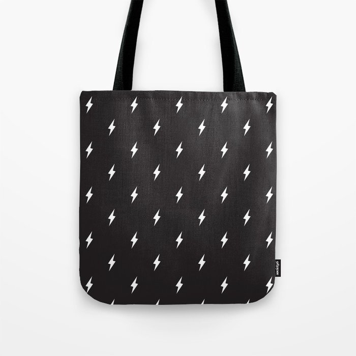 Lightning Bolt Pattern Black & White Tote Bag