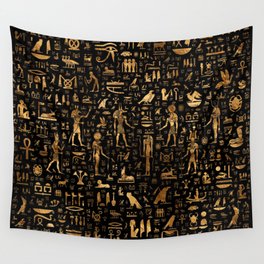 Ancient Egyptian Hieroglyphics Obsidian Copper Wall Tapestry