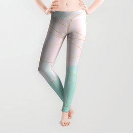 Watercolor abstract and golden triangles design Leggings