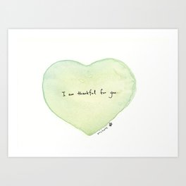 IamThankfulGreen Art Print | Painting, Heart, Gratitude, Joy, Watercolor, Green, Peace, Love, Thankful, Healing 