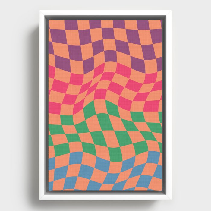 Colorful Checkerboard Pattern 2 Framed Canvas