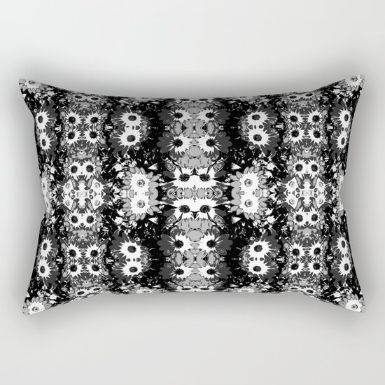 Black White Fower Girly Pattern Rectangular Pillow