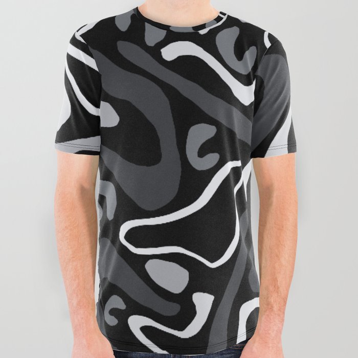 black crazy All Over Graphic Tee