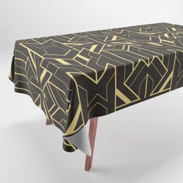 Vintage modern geometric tiles pattern. Golden lined shape. Abstract art deco seamless luxury background.  Tablecloth